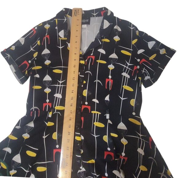 Collectif Caterina Swing Dress Black Mid-Century Atomic 2XL US 14 Rockabilly - Picture 9 of 16